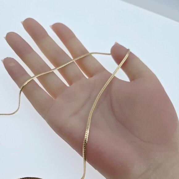 Elegant Rose Gold Flat Chain Necklace, 18 Inch, Gold Plated Brass, XPNL0052 - Picture 12 of 12